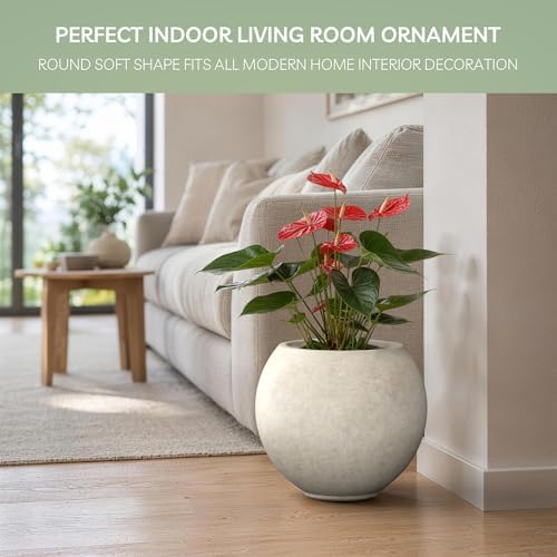 Kante Accent Round Sphere Weathered Concrete Planter 19.3" Dia, Outdoor - Image 4