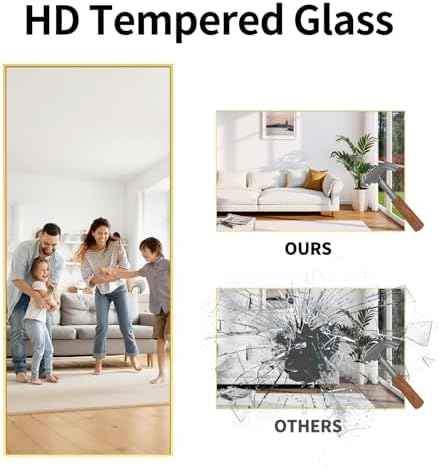 76"x34" Floor Mirror Full Length - Standing Mirror with Aluminum Alloy Frame, Large Body Mirror for Bedroom, Living Room, Wall Mounted or Leaning - Image 3