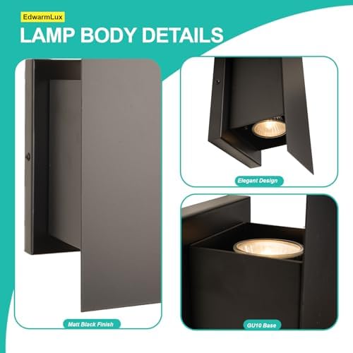 Edwarmlux Indoor Wall Sconces, Modern Wall Lights, Up and Down Wall Mount Light, Dimmable Hardwired Wall Light for Bedroom, Living Room, Hallway, GU10 Bulbs Excluded (Matt Black) - Image 6