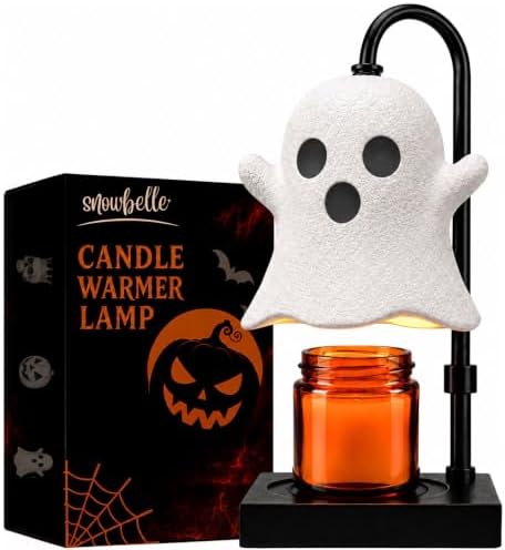 Ghost Candle Warmer Lamp with Timer, Dimmable Cute White Halloween Decor by LightUpYourHalloween
