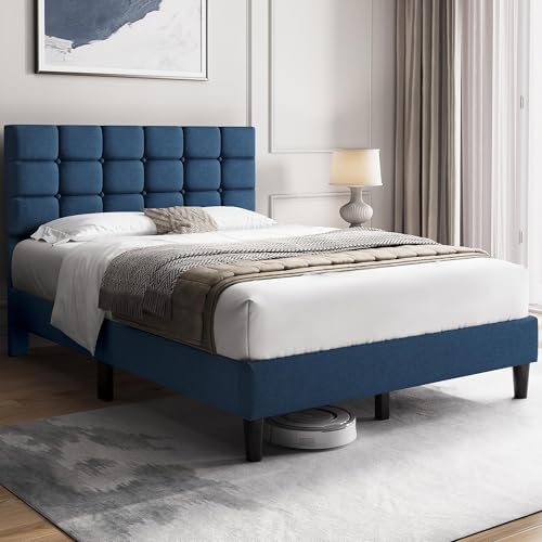 Yaheetech Full Size Upholstered Tufted Bed Frame with Headboard - Image 3