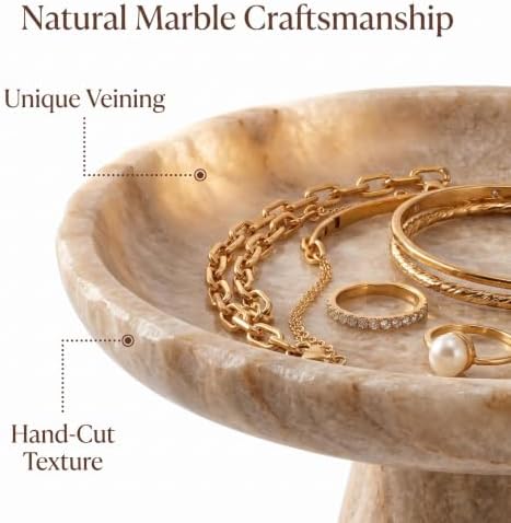 Ignifluence Calacatta Viola Marble Fruit Bowl, Pedestal Decorative Bowl - Image 2