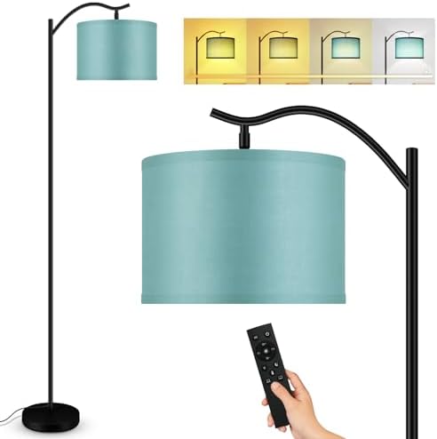 BoostArea Floor Lamp for Living Room,Arc Floor Lamp Remote Control,Stepless Dimmable Brightness & Colors Temperature 2700k-6500k,Foot Switch,Modern Standing Lamp for Bedroom Study Room Office,Green by BoostArea