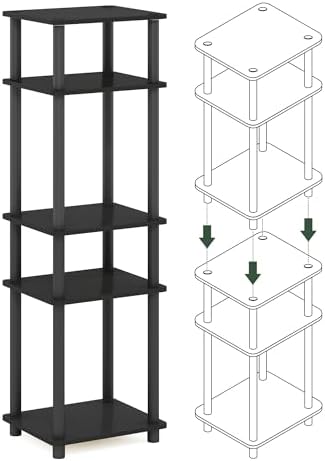 Furinno JUST Toolless 3-Tier Side Table Set of 2, Open Shelf, Americano - Image 6