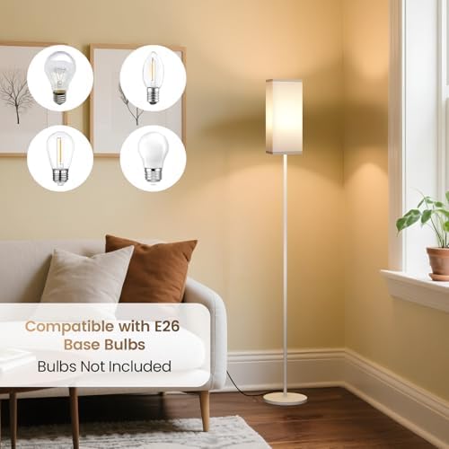 64.6" Floor Lamp, Pole with Foot Switch, Modern Standing Lamp Lampshade, Minimalist Freestanding Lamp (Bulb Not Included), for Living Room, Bedroom Office ETL Listed, White WCW07LD05 - Image 3
