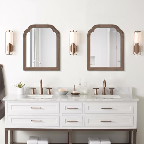 WallBeyond Wood Bathroom Mirrors for Wall Mounted, 16" x 20" Rustic Wood Frame Wall Mirrors Decorative for Living Room or Bedroom Vanity Mirror (Walnut) - Image 2