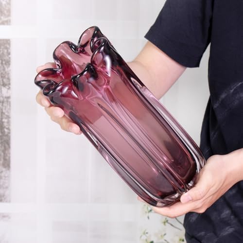 KAMMAK Glass Vase,Colored Hand Blown Decorative Vase - Image 5