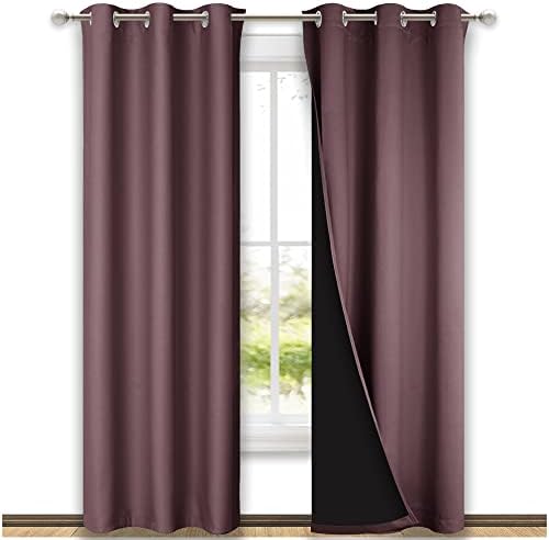 NICETOWN Dry Rose Blackout Curtains 80 inches Long, Full Light Blocking Drapes with Black Liner for Nursery, Thermal Insulated Draperies for Hall, Villa (2 Pieces, 42" Wide Each Panel, Dry Rose) by NICETOWN