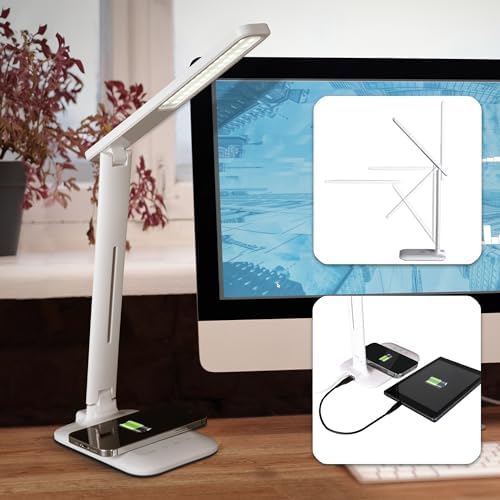 OttLite Charge Up LED Task Lamp with USB and Wireless Charging, White by Ottlite