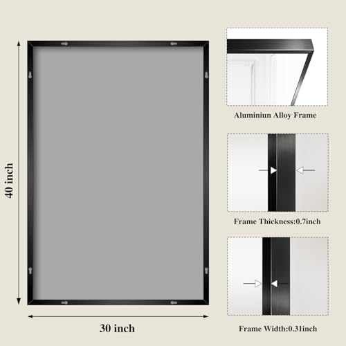 Koonmi Black Mirrors for Wall, 30x40 Inch Bathroom Mirror, Rectangular Wall Mirror for Living Room Bedroom Bathroom, Hangs Horizontally or Vertically - Image 2