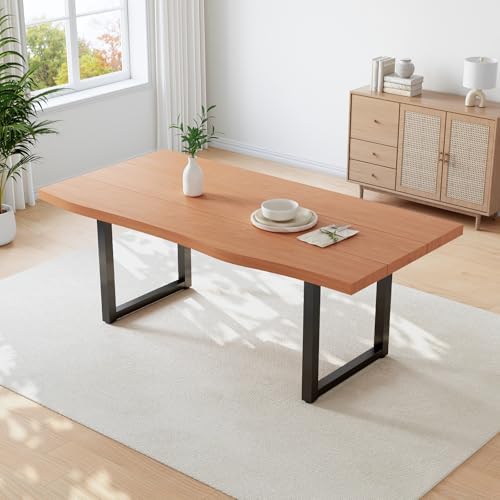 HIPIHOM 63" Kitchen Table with Wavy Edge, Modern Dining Room Table Set for 4 to 6 Persons, Thickened MDF Snack Table for Dining Room, Kitchen by HIPIHOM