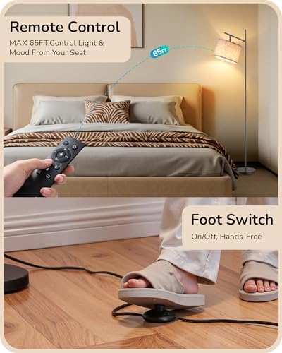 EDISHINE 64.7IN Floor Lamp for Living Room with Remote, Black Standing Lamp - Image 3