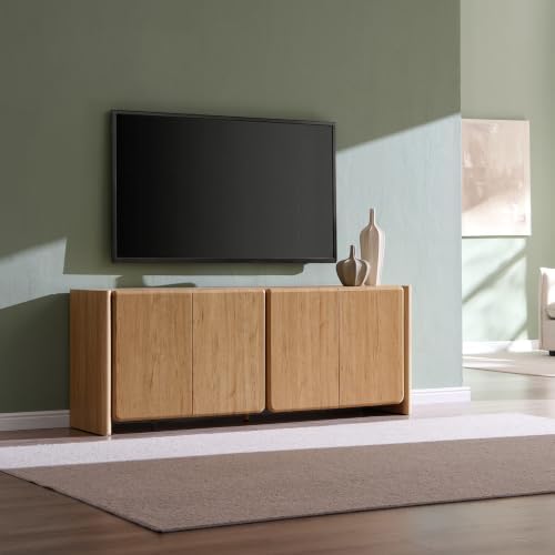 66" Modern Buffet Cabinet w/Storage, Large Sideboard, Natural - Image 5