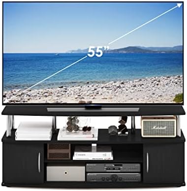 Furinno JAYA Large Entertainment Stand for TV Up to 55 Inch, Americano/Chrome - Image 4