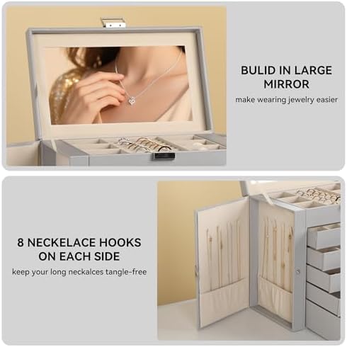 Frebeauty 6-Layer Jewelry Box for Women,Large Jewelry Organizer with Drawer - Image 5