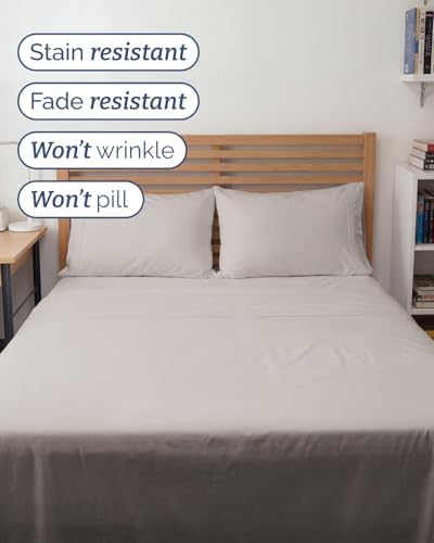 Full XL Sheets - 4 Piece Full XL Sheet Set - Cool & Breathable - Light Grey - Image 5