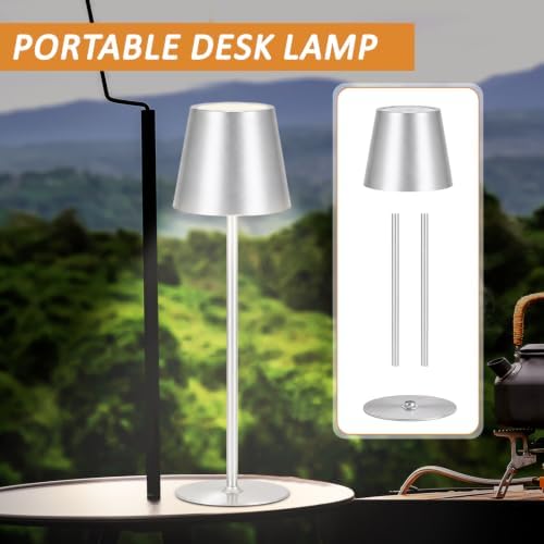 Retisee 12 Pack Cordless Table Lamp Portable Rechargeable Lamp, Silver - Image 7