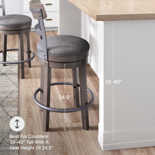 Signature Design by Ashley 1-Piece Swivel Counter Height Bar Stool, Gray - Image 4
