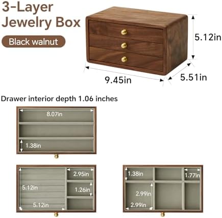 Wooden Jewelry Box, Large, Black Walnut Wood - Image 2