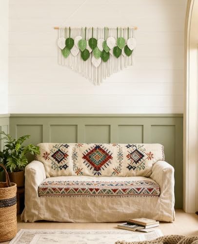 Tempospark Large Macrame Wall Hanging, 39" Wx29 L Boho Wall Hanging, Boho Chic Leaves Tassels Tapestry for Bedroom, Living Room, Dining Room, Nursery, Hallway, Balcony - Image 6