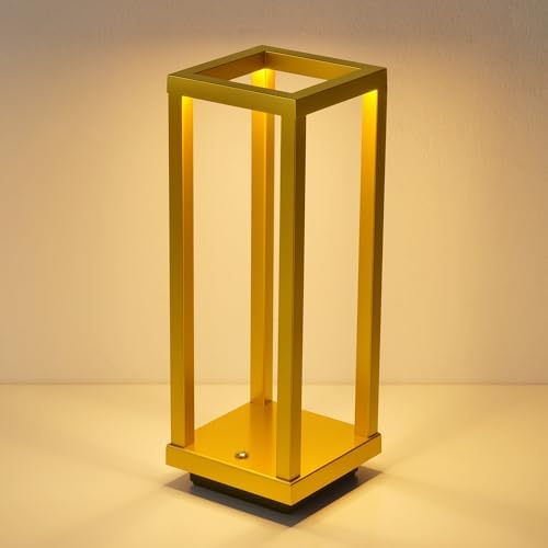 PUSU Cordless Waterproof Table Lamps, Gold Outdoor Rechargeable Desk Lamp by PUSU