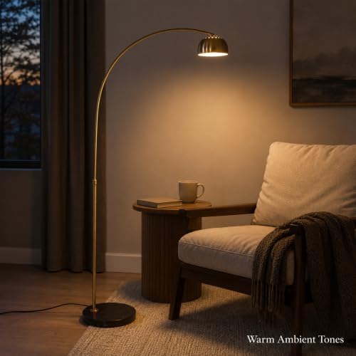 Gold Arc Floor Lamp with Black Marble Base,70IN Standing Lamp - Image 4