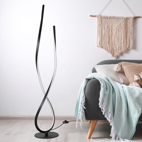 NUÜR 59" Black Spiral LED Floor Lamp, Modern Standing Lamp with Remote - Image 2