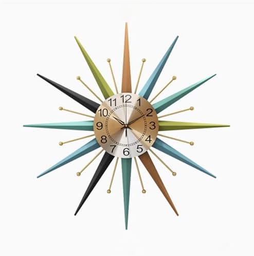 22 Inch Mid-Century Style Metal Crystal Wall Clock, Star-Shaped Silent Decorative Wall Clock, Suitable for Living Room,Bedroom,Dining Room,Porch,Office by Unknown