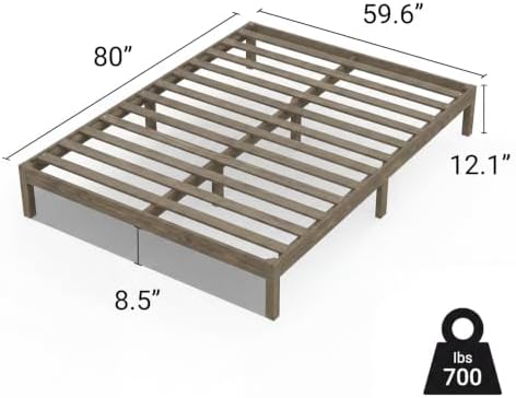 LIFEMENT Queen Bed Frame Classic Wood Platform, Noise Free, Under Bed Storage, No Box Spring Needed, Easy Assembly, Gray - Image 6