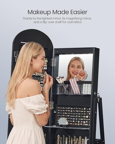 SONGMICS 360° Swivel Jewelry Cabinet, Full-Length Arched Mirror - Image 4