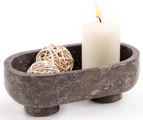 Radicaln Marble Oval Bowl with Stand 10" Decorative Bowl for Table Decor by RADICALn