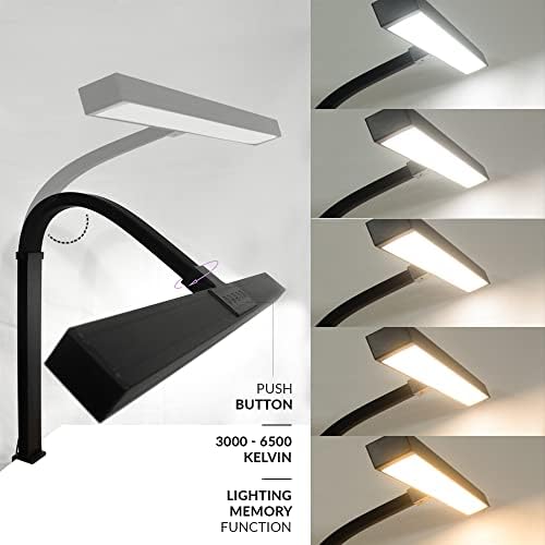 Neatfi 3,000 Lumens LED Desk Lamp with Clamp | Dimmable | 5 Brightness Levels & 5 Light Modes | Memory Function | Eye-Caring Flexible Lamp for Home & Office (31.5 Inches, Black) - Image 3