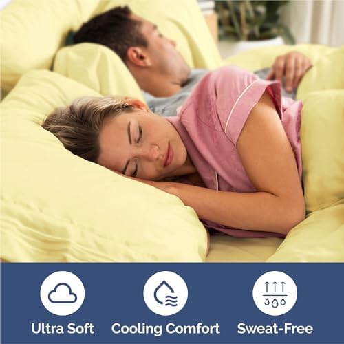 King Size 4 Piece Sheet Set - Comfy Breathable & Cooling Sheets - Yellow - Image 4