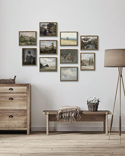 InSimSea Framed Canvas Wall Art Vintage Decor, Home Decor Classical Scenery Watercolor Painting Canvas Prints Wall Decorations for Living Room Home Farmhouse Bathroom Decor, 8"x10" - Image 3