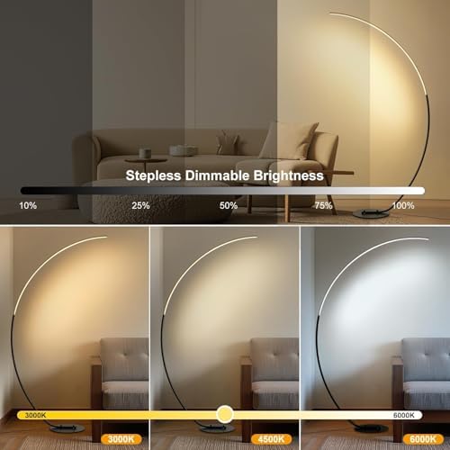 Arc Floor Lamps, 68.9" Tall Standing Modern LED Floor Lamps for Living Room, Dimmable Reading Corner Floor Lamp for Bedroom - Image 2