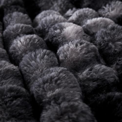 COOVA Soft Bubble Faux Fur Throw Blanket, 60"x80", Tie-dye Black - Image 5
