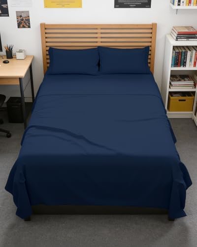 Full XL Sheets - 4 Piece Full XL Sheet Set - Cool & Breathable - Navy Blue by CGKUnlimited