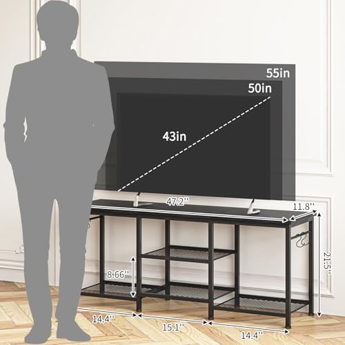 YGEOMER TV Stand for TVs Up to 50 Inch, Black - Image 2