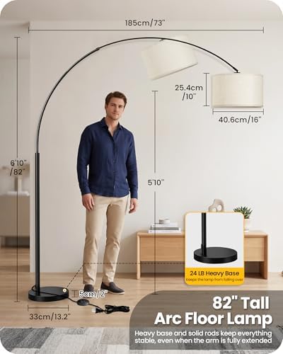 82" Tall Dimmable Arc Floor Lamp for Living Room, Extra Large Arched lamp - Image 3