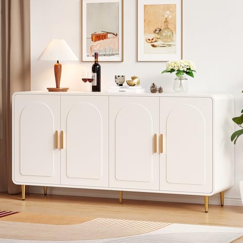 ONBRILL 60" Sideboard Buffet Cabinet, Large Credenza Storage Cabinet, White by ONBRILL