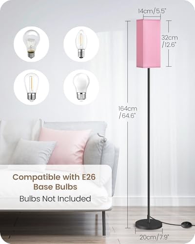 Floor Lamp, Pole with Foot Switch, Modern Standing Lamp Shade, Minimalist Freestanding Lamp (Bulb Not Included), for Living Room, Bedroom Office ETL Listed, Black and Pink P07LD05 - Image 4