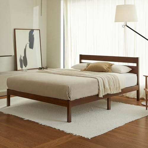 LIFEMENT Twin Bed Frame with Headboard Classic Wood Platform, Noise Free, Under Bed Storage, No Box Spring Needed, Easy Assembly, Cherry - Image 3