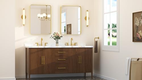 Keonjinn 22 x 30 Inch Brushed Gold Bathroom Mirrors for Over Sink - Image 2