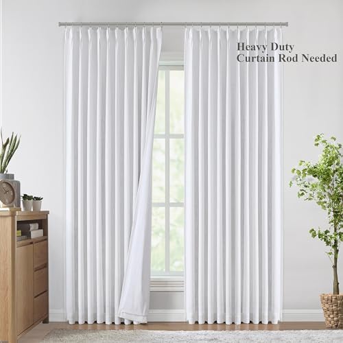 Vision Home White Pinch Pleated Full Blackout Curtains 60 inch Wide Thermal Insulated Window Curtains 84 inch for Living Room Bedroom Room Darkening Pinch Pleat Drapes with Hooks Back Tab 60"Wx84"Lx1 - Image 2