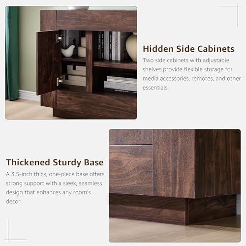 OKD 70" TV Stand for 80" TV, Thick Block Media Console, Dark Walnut - Image 6