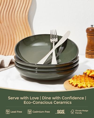 Pokini 8.75'' Ceramic Pasta Bowls Set of 4, Salad Bowls Pasta Serving Bowls - Image 3