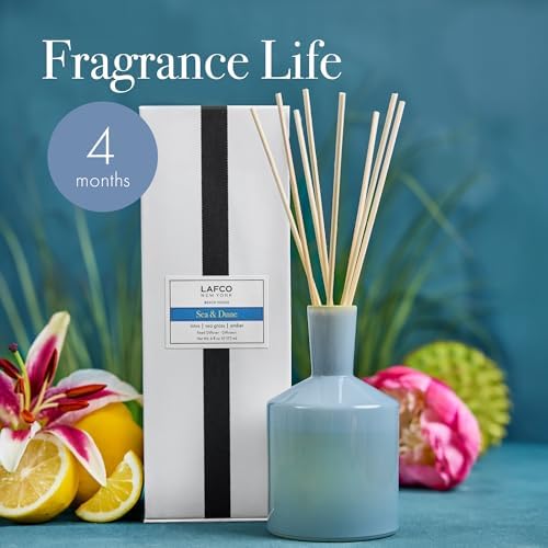LAFCO New York Classic Reed Diffuser, Sea & Dune - 6 oz - Up to 3 Months Fragrance Life - Reusable Glass Vessel - Natural Wood Reeds - Made in the USA - Image 4