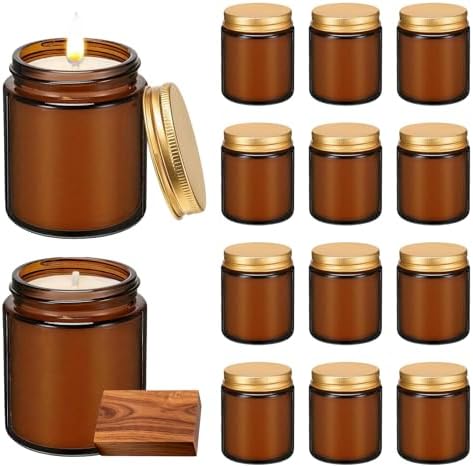 12 Pack 8 oz Mahogany & Teakwood Scented Soy Candles, Bulk Glass Jar Candles, Aromatherapy Candles for Home, Office, Wedding, Party & Gifts by Veiuwa