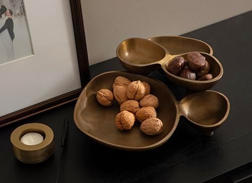 Kate and Laurel Cluso Modern Metal Tabletop Footed Cluster Tray, 14 x 10, Antique Brass, Sculptural Cast Aluminum Food-Safe Tray for Kitchen or Entryway Decor - Image 3
