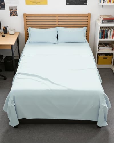 Full XL Sheets - 4 Piece Full XL Sheet Set - Cool & Breathable - Ice Blue by CGKUnlimited